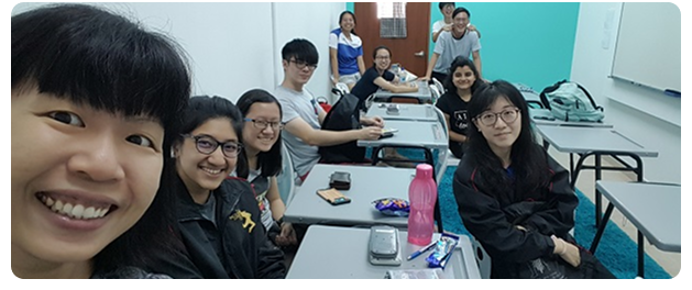 Students celebrating together in class