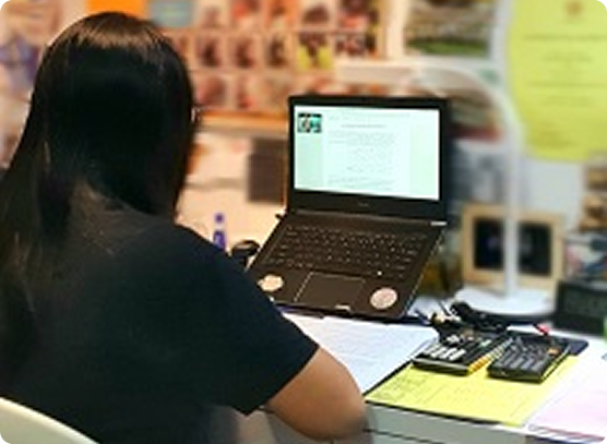 Student attending an online lesson via Zoom