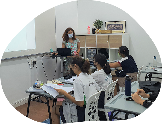 Students in a small H2 Math tuition class